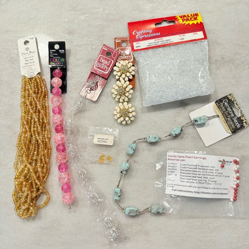 Y2K/2010s Bead Lot Crafting Jewelry Supplies Blue Moon Pony Beads Glass Gemstone